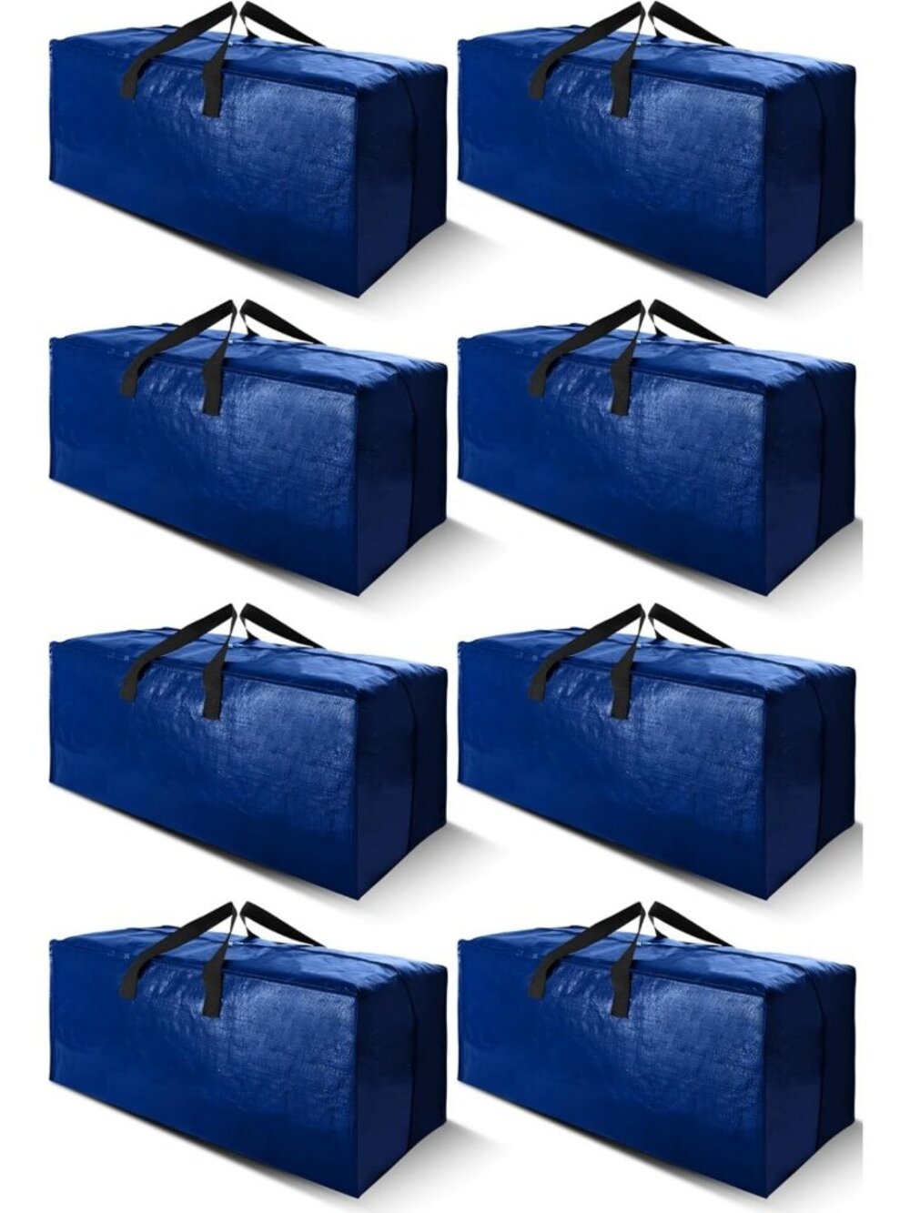 8 Pack Extra Large Heavy Duty Moving Bags with Straps & Zippers - Space-Saving